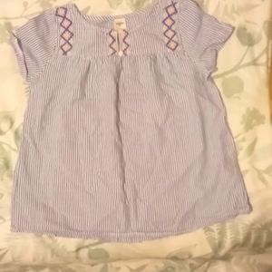 Striped Blue and White Short Sleve Girls Top